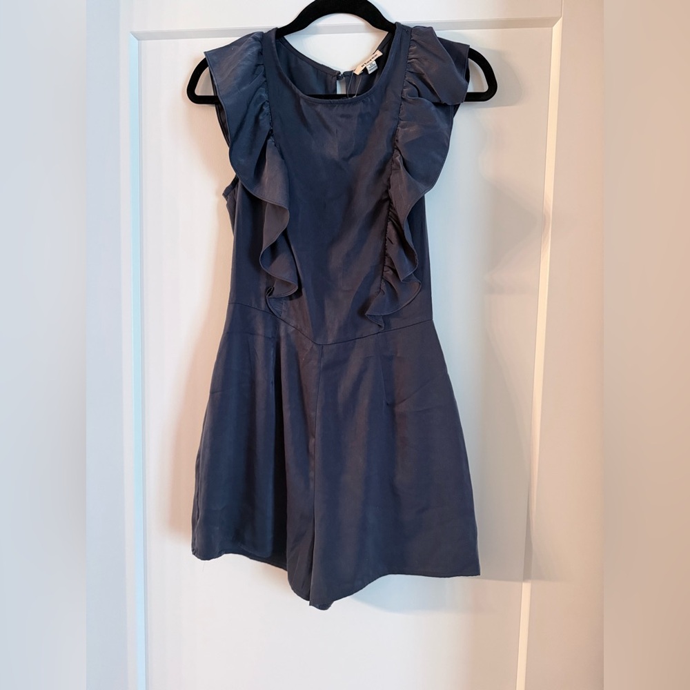 Blue Ruffled Sleeveless romper